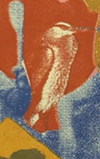 heron image from red collage